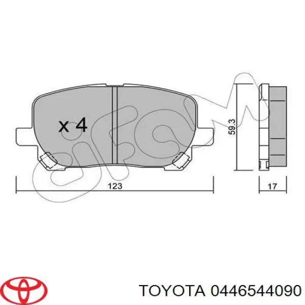 Передние тормозные колодки 0446544090 Toyota