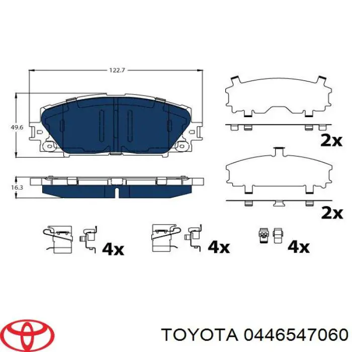 Передние тормозные колодки 0446547060 Toyota