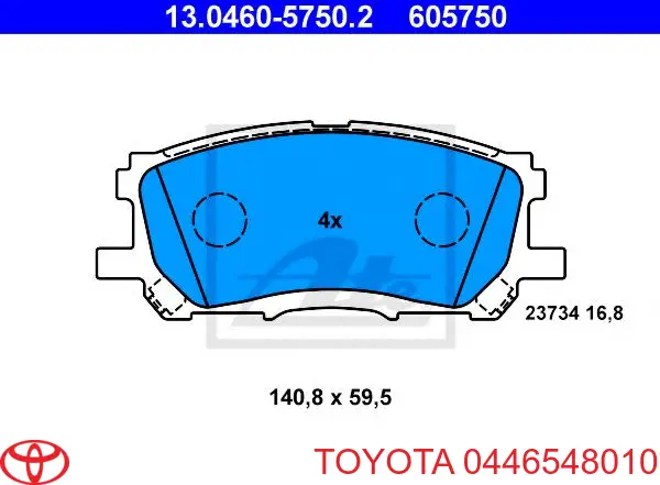 Тормозные колодки Toyota 0446548010