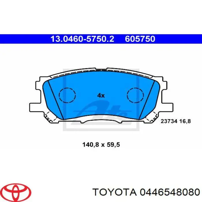 Передние тормозные колодки 0446548080 Toyota