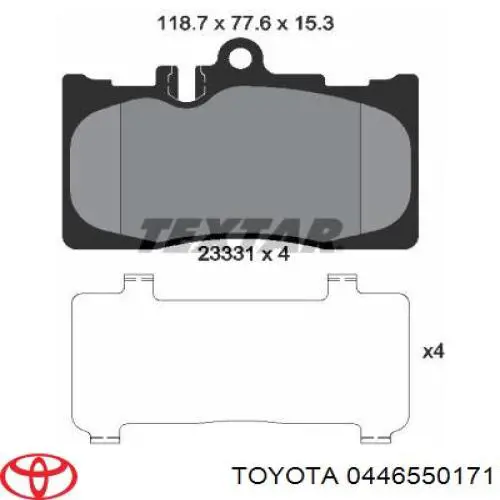 Передние тормозные колодки 0446550171 Toyota