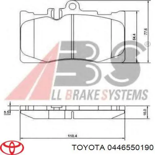 Колодки Toyota 0446550190 цена, от 15.61 USD