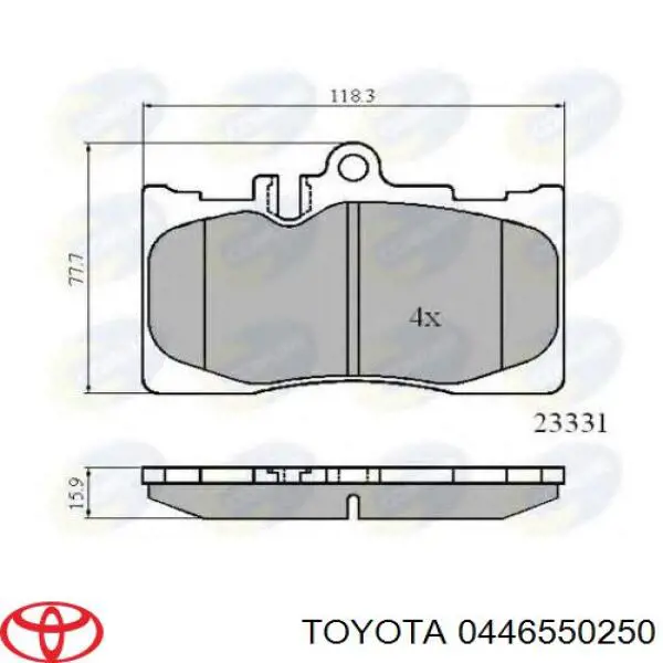 Купить 0446550250 Toyota Колодки тормозные