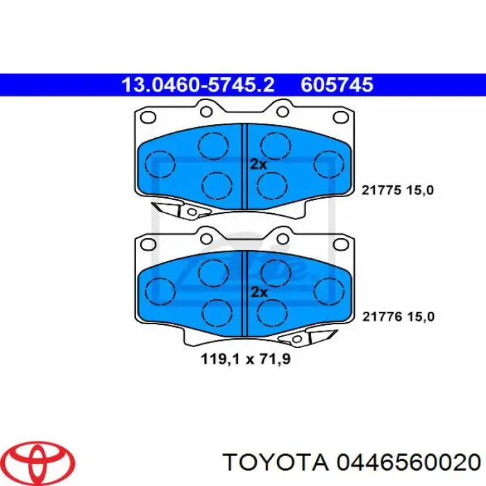 Колодки Toyota 0446560020 цена, от 21.15 USD