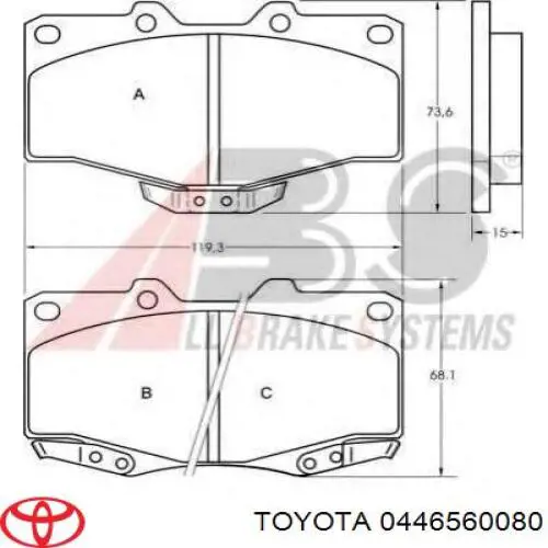 Передние тормозные колодки 0446560080 Toyota