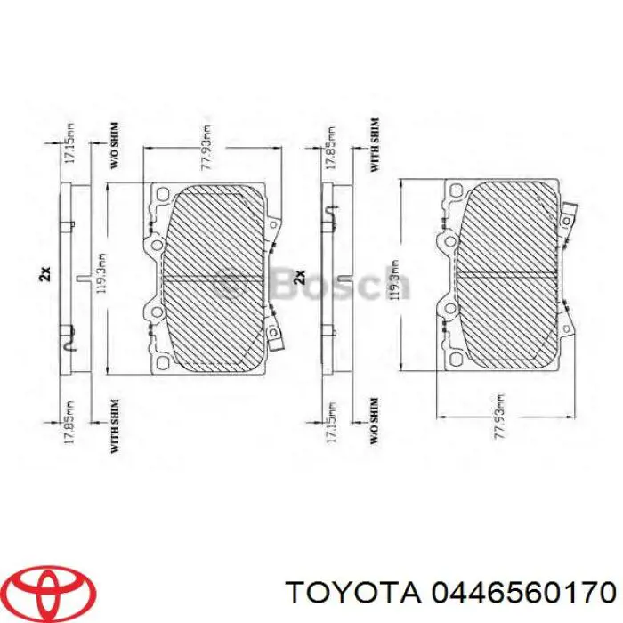 Тормозные колодки Toyota 0446560170