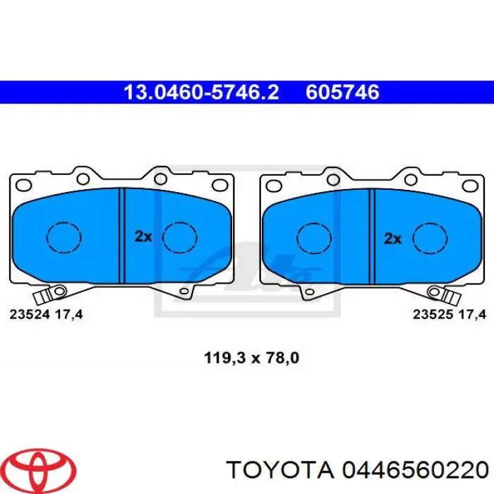 Колодки Toyota 0446560220 цена, от 24.44 USD