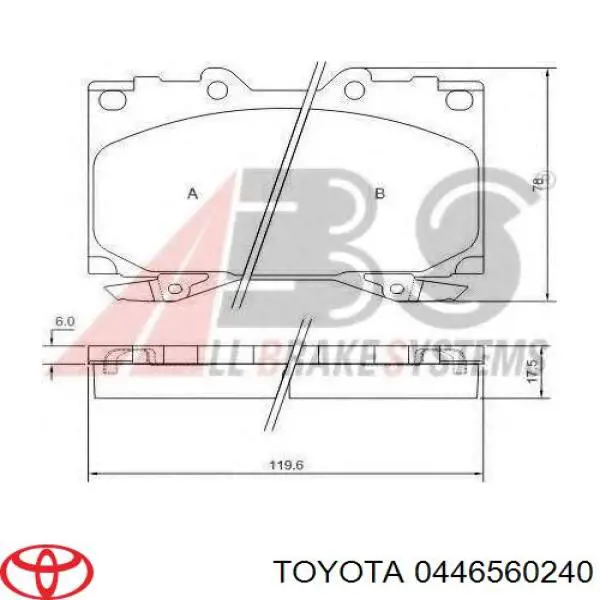 Купить 0446560240 Toyota Колодки тормозные