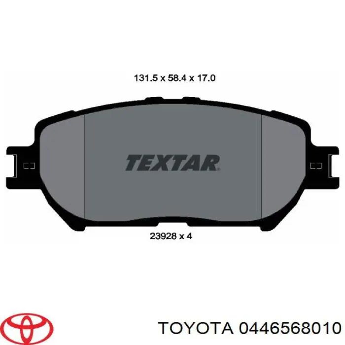 0446568010 Toyota передние тормозные колодки