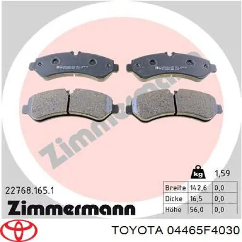 Купить 04465F4030 Toyota Колодки тормозные