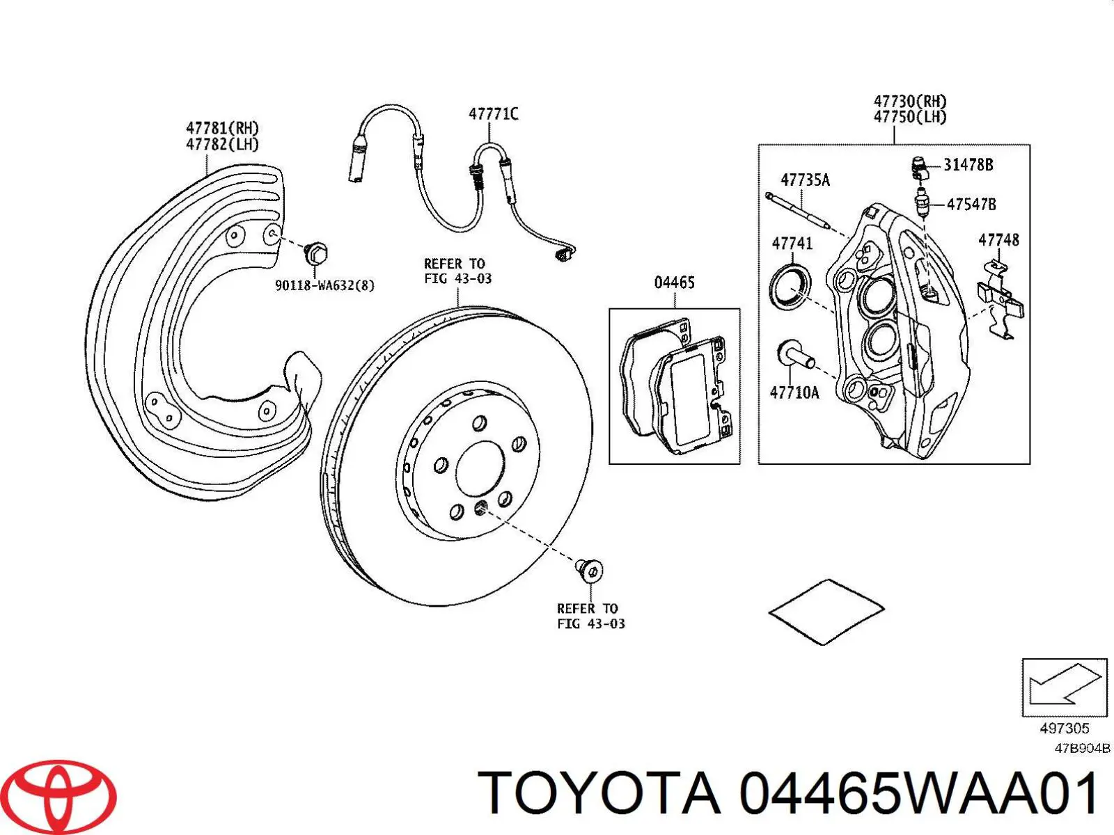 04465WAA01 Toyota sapatas do freio dianteiras de disco