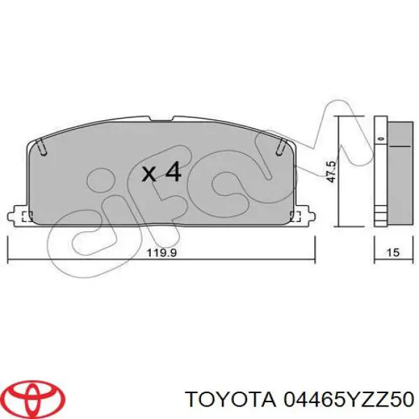 04465YZZ50 Toyota колодки тормозные передние дисковые