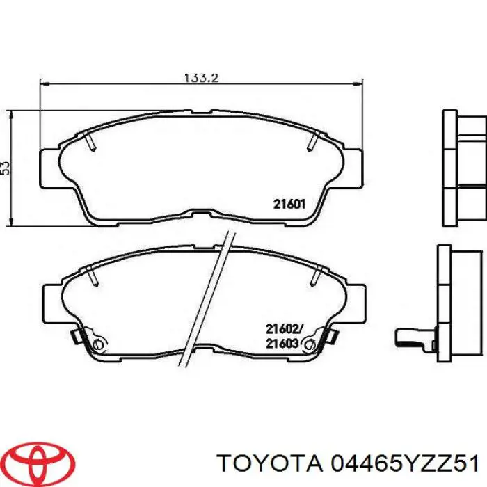 Передние тормозные колодки 04465YZZ51 Toyota