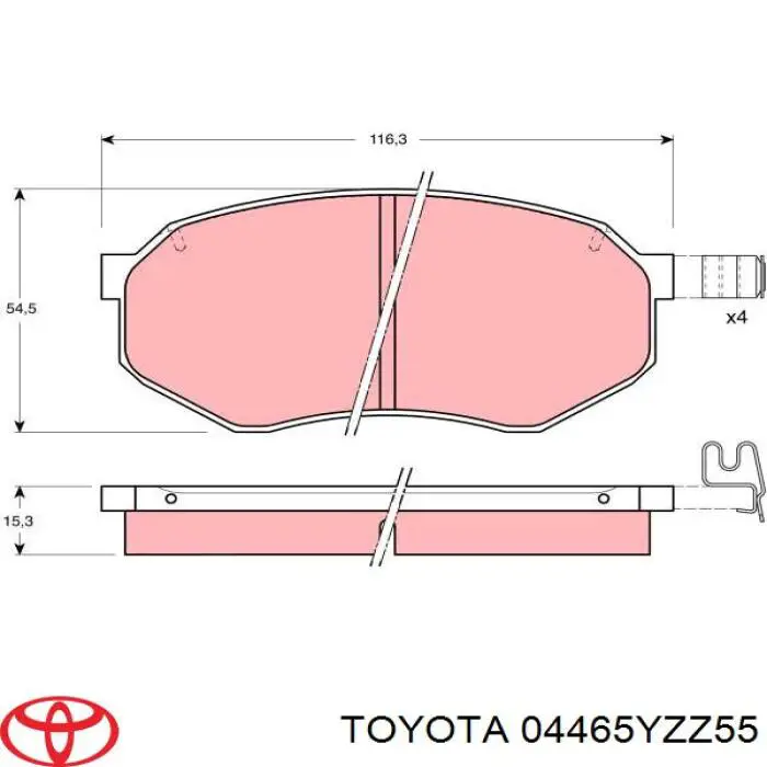 Передние тормозные колодки 04465YZZ55 Toyota