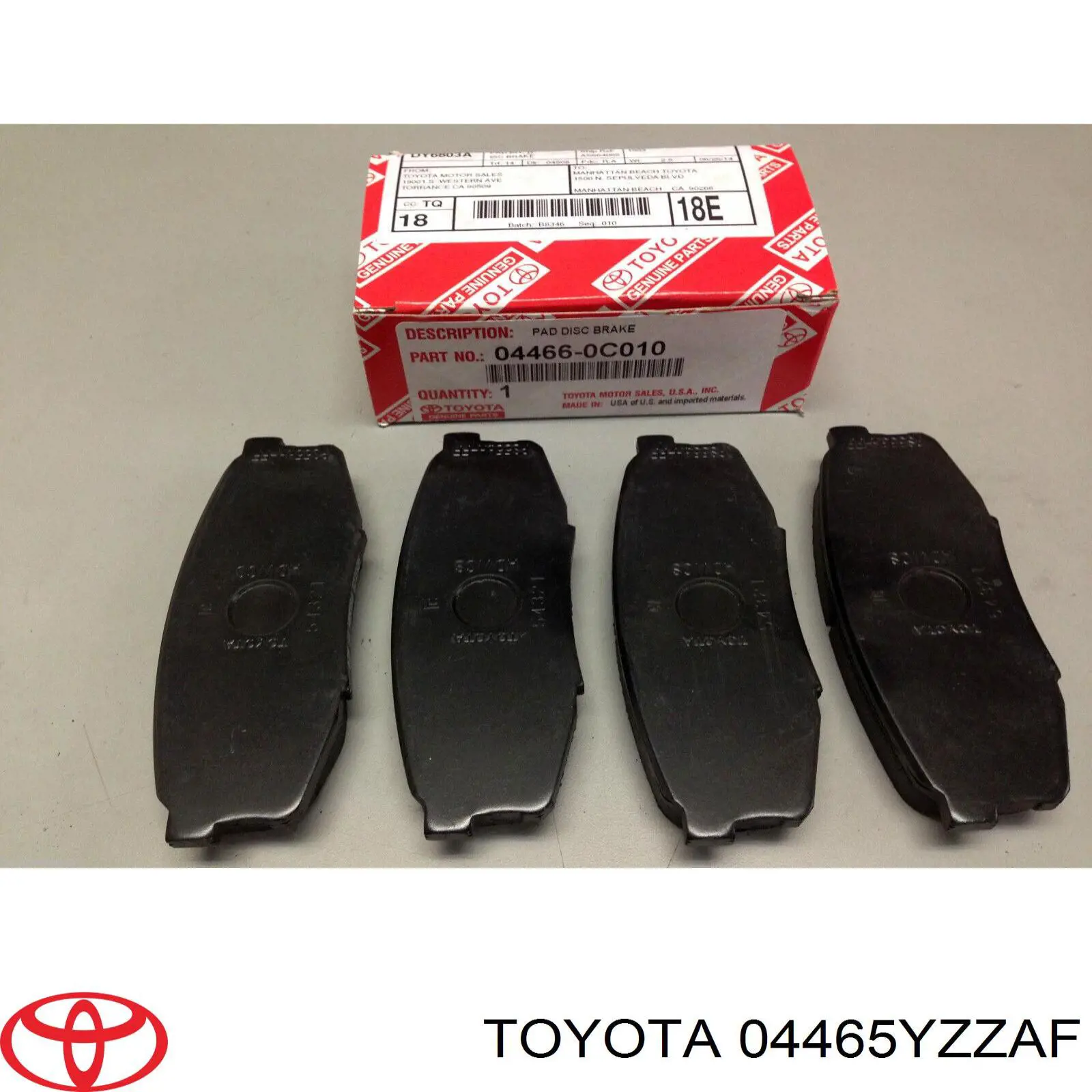 Передние тормозные колодки 04465YZZAF Toyota