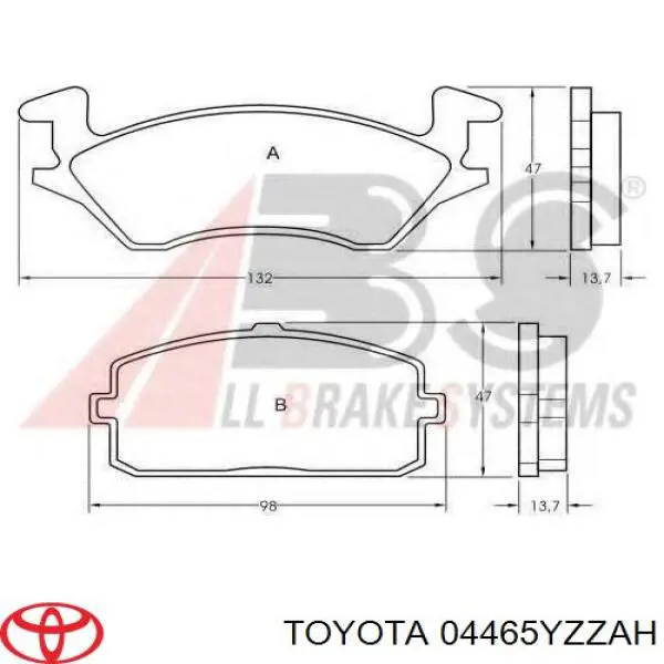 04465YZZAH Toyota передние тормозные колодки