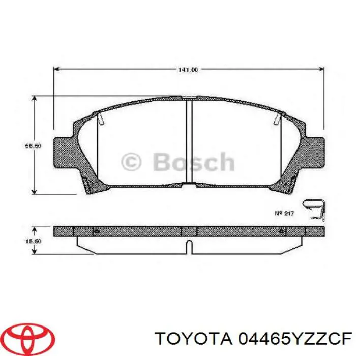 04465YZZCF Toyota колодки тормозные передние дисковые