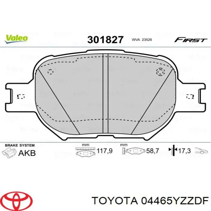 Купить 04465YZZDF Toyota Колодки тормозные