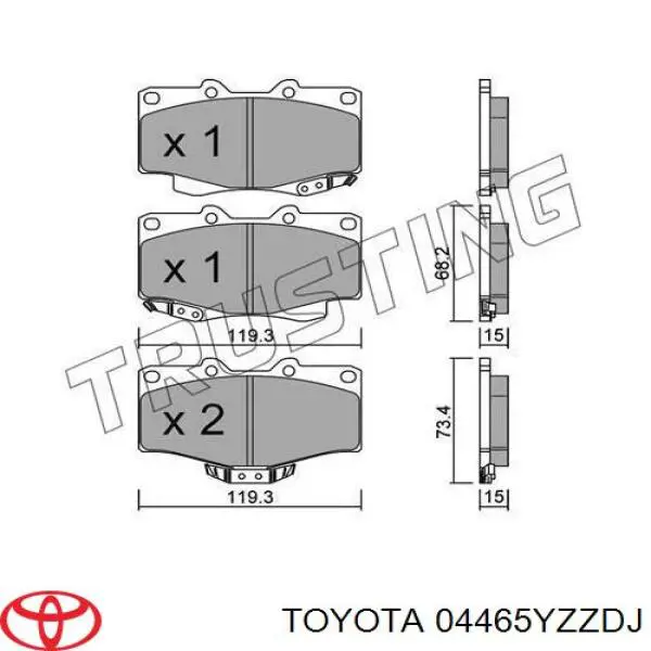 Колодки гальмівні передні, дискові 04465YZZDJ Toyota