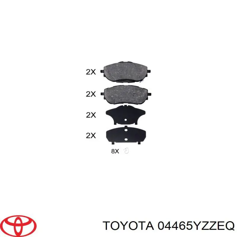 04465YZZEQ Toyota колодки тормозные передние дисковые