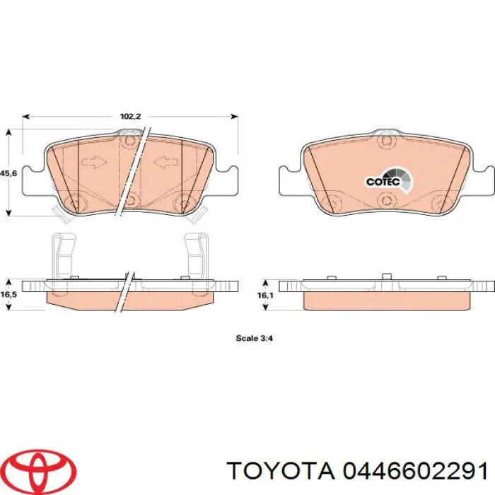 Pastillas de freno traseras 0446602291 Toyota