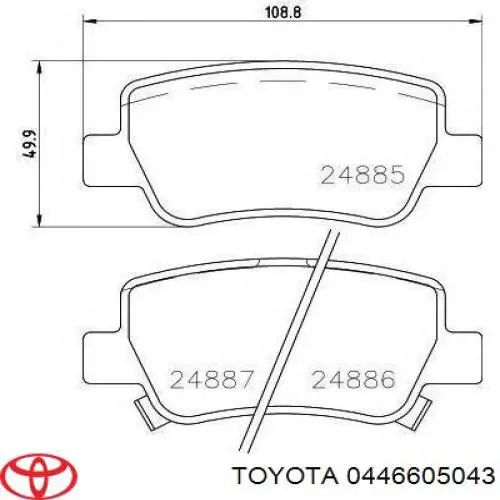0446605043 Toyota колодки тормозные задние дисковые