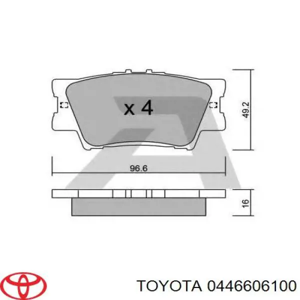 Задние тормозные колодки 0446606100 Toyota