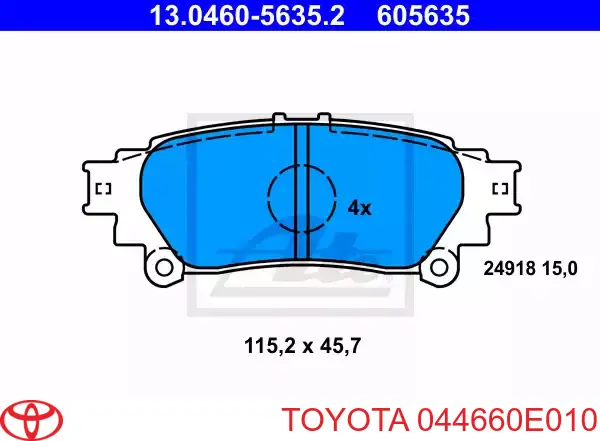Купить 044660E010 Toyota Колодки тормозные задние, дисковые