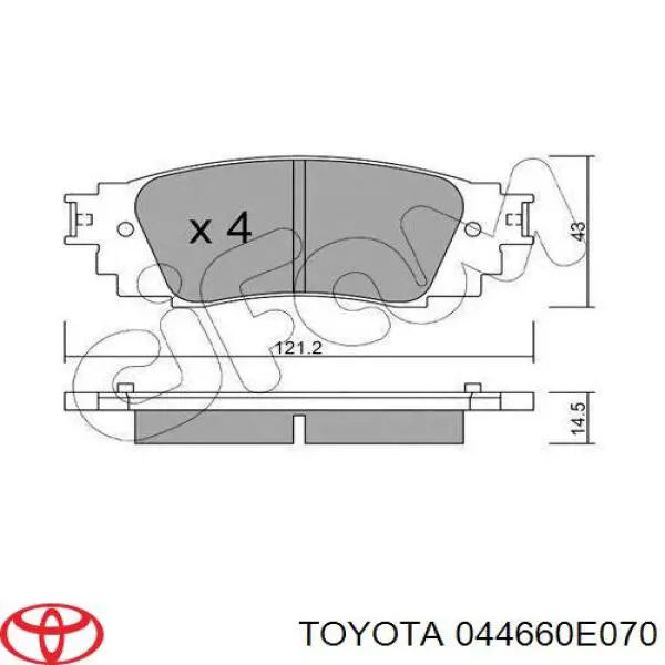 044660E070 Toyota колодки тормозные задние дисковые