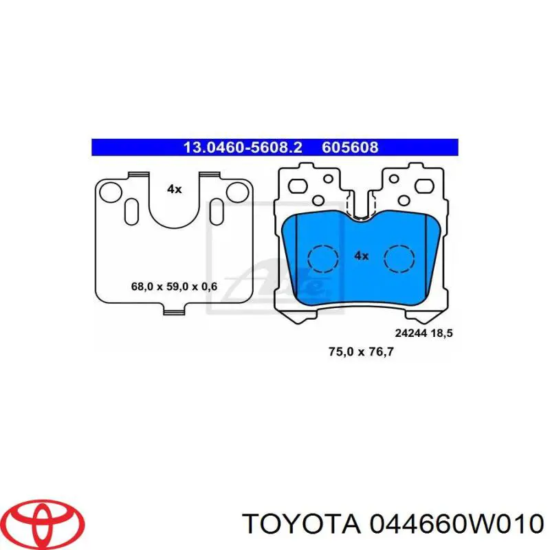 Задние дисковые колодки Toyota 044660W010
