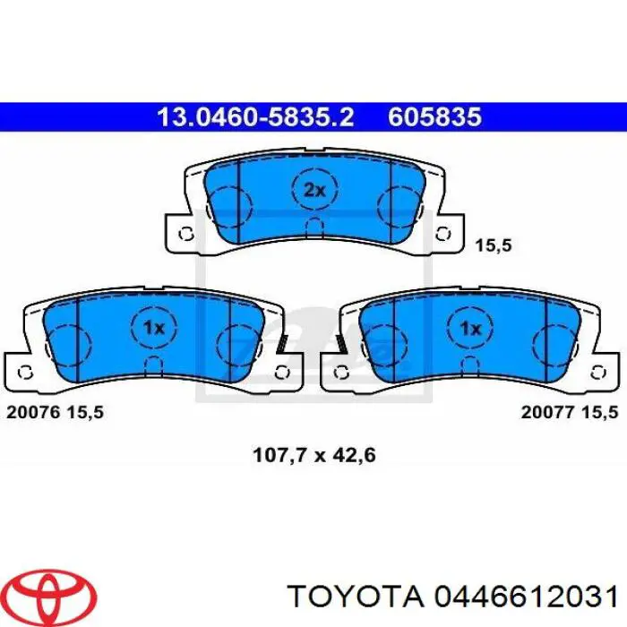 Колодки дисковые  Toyota 0446612031 цена, от 15.13 USD