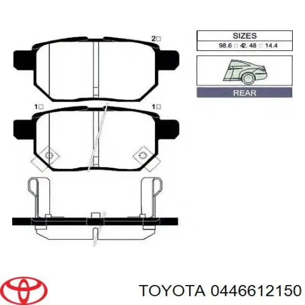 Колодки дисковые  Toyota 0446612150 цена, от 43.36 USD