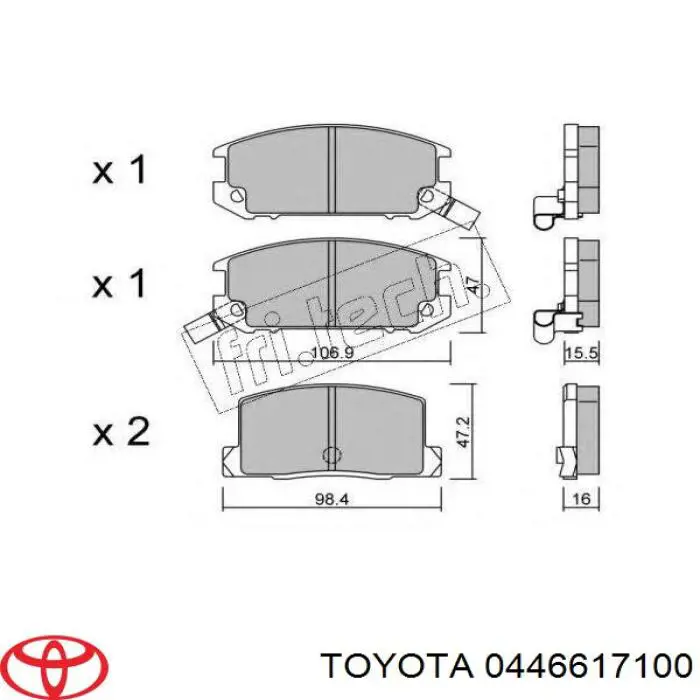 Купить 0446617100 Toyota Колодки тормозные задние, дисковые