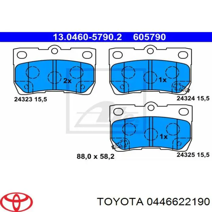 Колодки дисковые  Toyota 0446622190 цена, от 20.40 USD