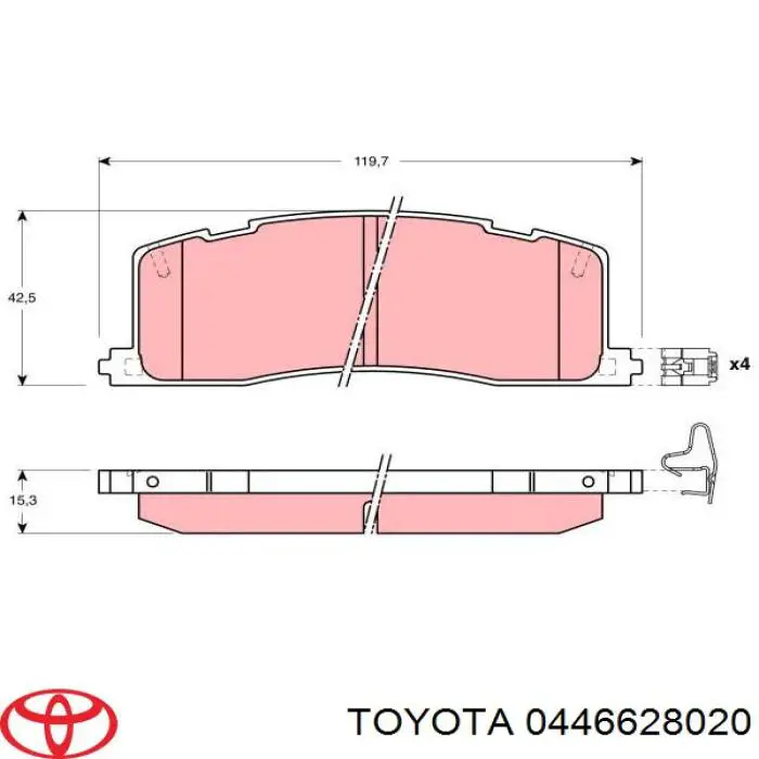 0446628020 Toyota Колодки тормозные дисковые комплект