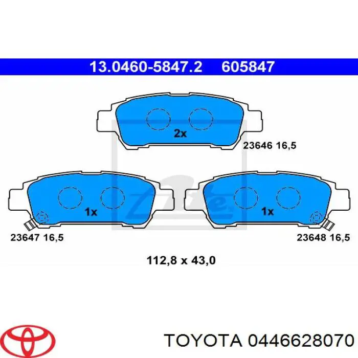 Купить 0446628070 Toyota Колодки тормозные задние, дисковые