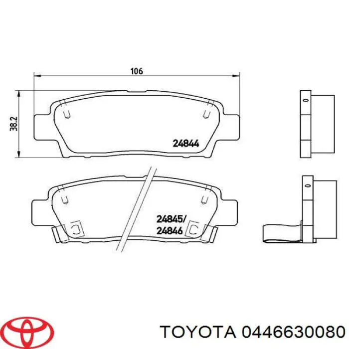 Задние тормозные колодки 0446630080 Toyota