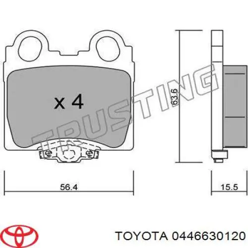 Задние дисковые колодки Toyota 0446630120