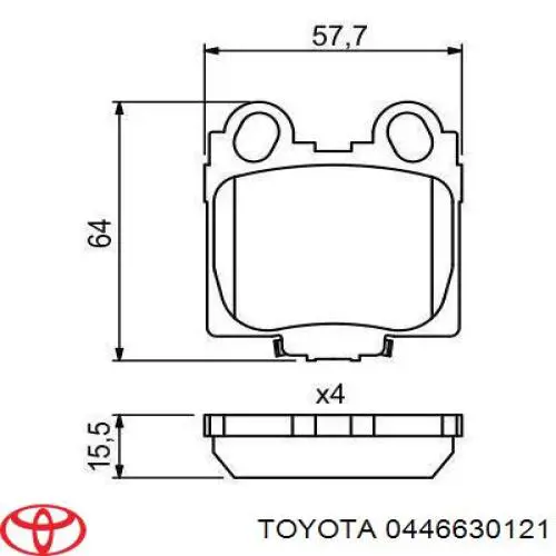 Купить 0446630121 Toyota Колодки тормозные задние, дисковые
