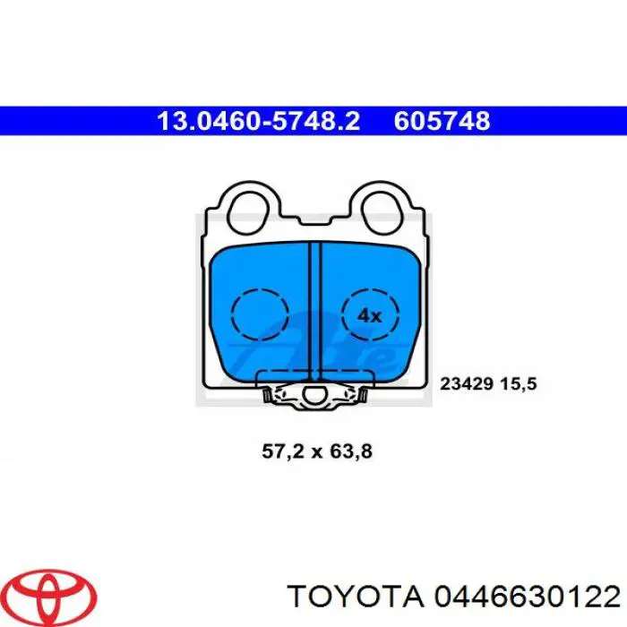0446630122 Toyota Колодки тормозные дисковые комплект