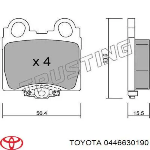 Купить 0446630190 Toyota Колодки тормозные задние, дисковые