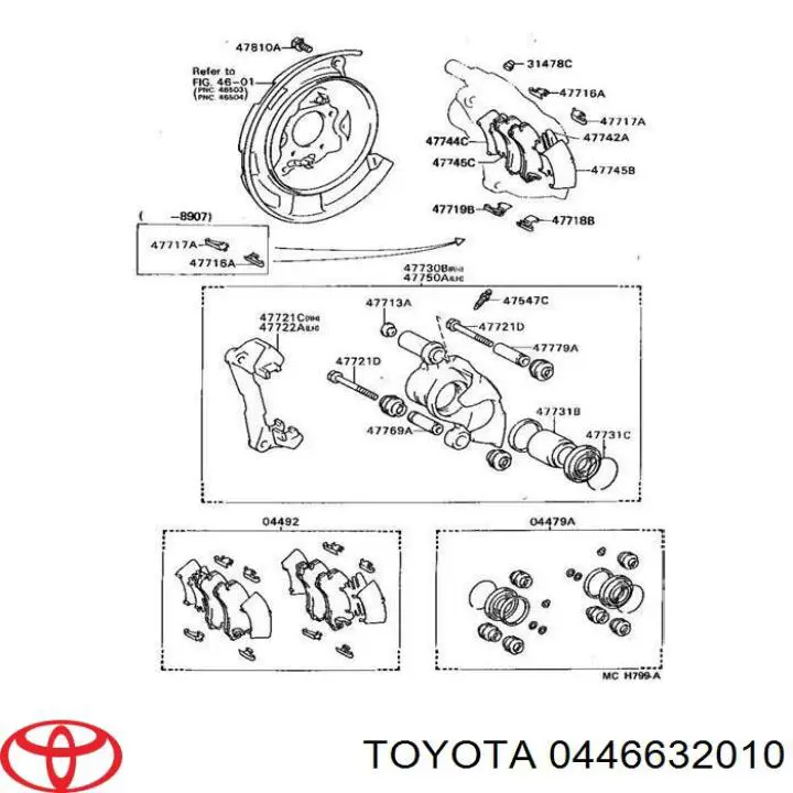 0446632010 Toyota колодки тормозные задние дисковые
