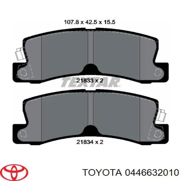 Pastillas de freno traseras 0446632010 Toyota