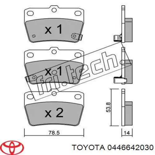 0446642030 Toyota колодки тормозные задние дисковые