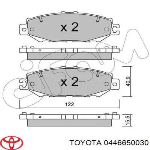 Купить 0446650030 Toyota Колодки тормозные задние, дисковые
