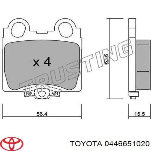 Задние тормозные колодки 0446651020 Toyota