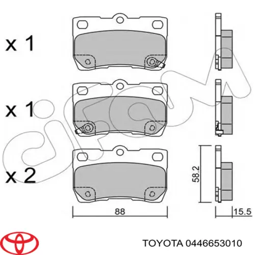 Купить 0446653010 Toyota Колодки тормозные задние, дисковые