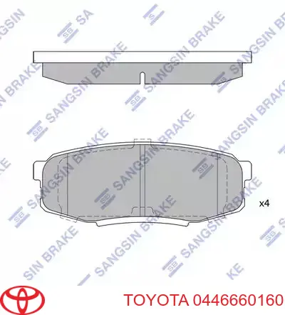 Купить 0446660160 Toyota Колодки тормозные задние, дисковые