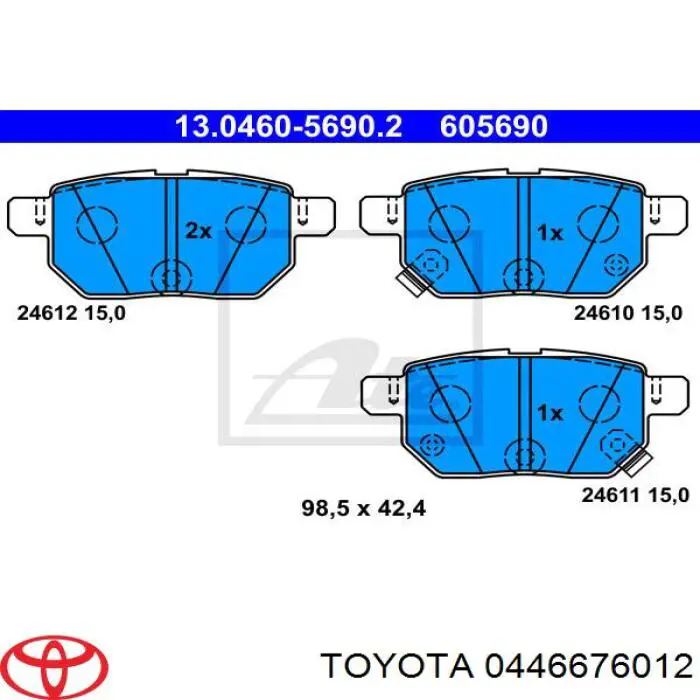 Купить 0446676012 Toyota Колодки тормозные задние, дисковые