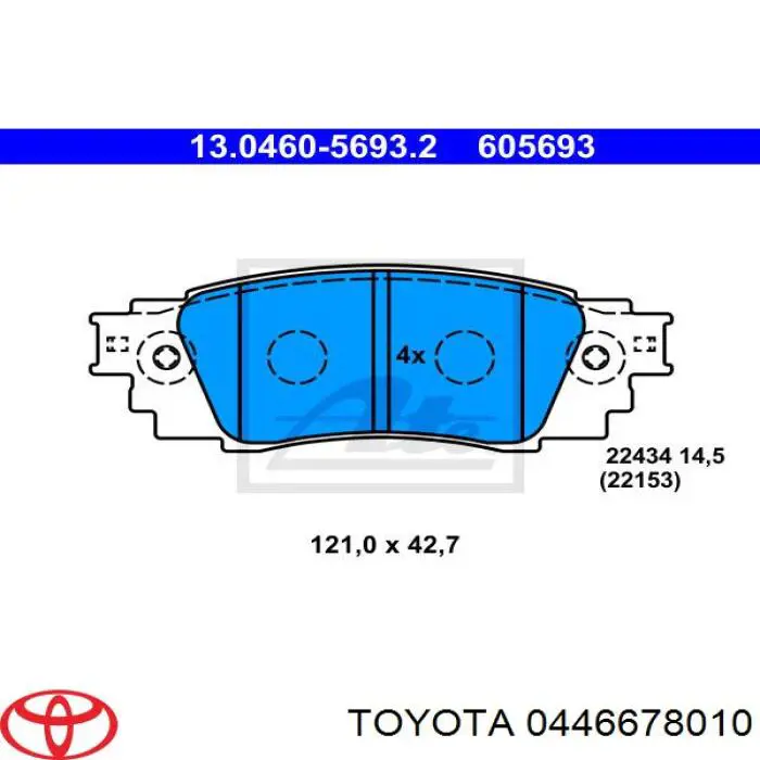 0446678010 Toyota sapatas do freio traseiras de disco